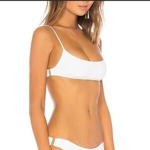 L*SPACE Piper Bikini Top in White Womens Size D -Cup